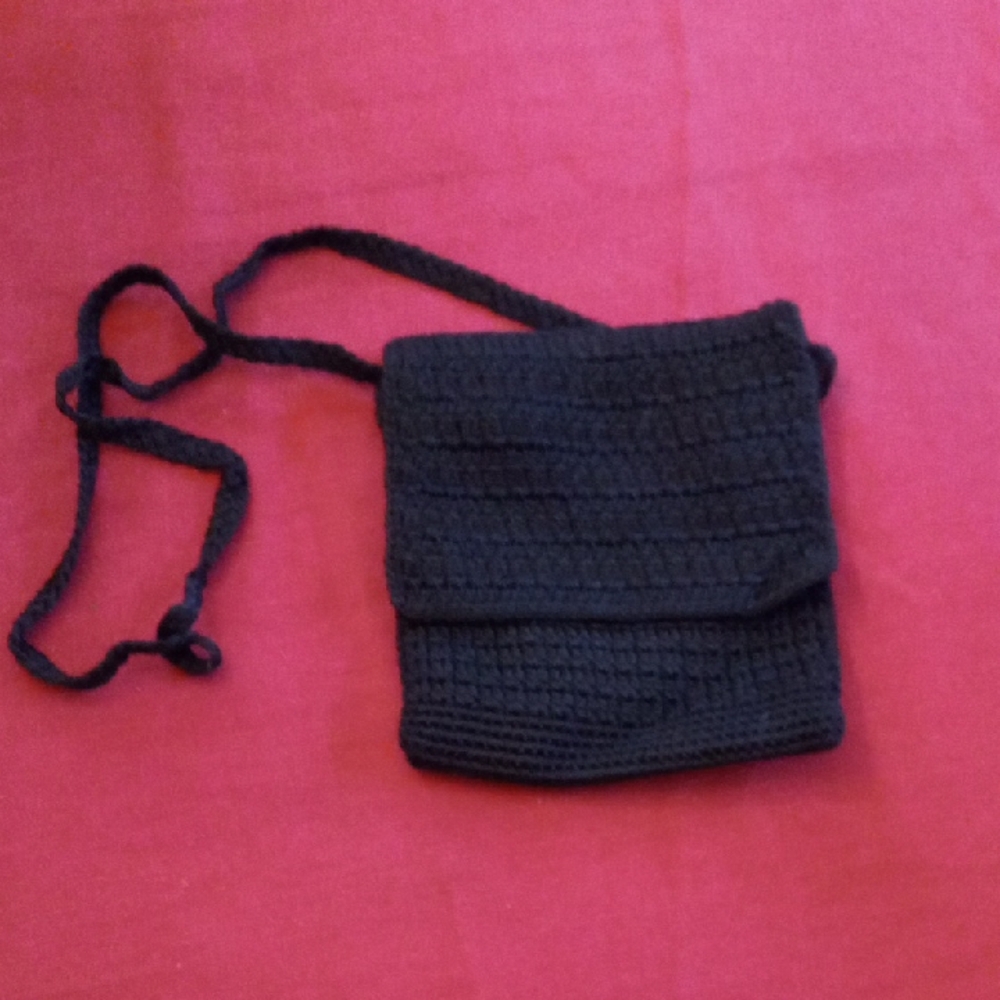Talbots Crochet Knit Black Crossbody Bag